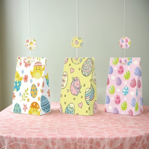 <span class=keywords><strong>Sac</strong></span> en papier <span class=keywords><strong>kraft</strong></span> écologique personnalisé YS avec impression numérique et laminage pour fête d'enfants, événement de Pâques, design lapin, emballage artisanal - Product Image 1