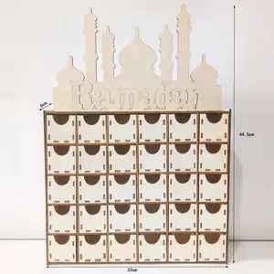 Decor Moslim Eid Mubarak Houten Craft Decoration Creative Diy Ladeblok Ramadan Countdown Kalender Opbergdoos Decoratie
