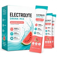 Watermelon Salt Electrolyte Drink Mix Powder Stick Packs Low Sodium Sport Hydration Supplement