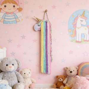 Organisateur d'accessoires pour cheveux <span class=keywords><strong>Licorne</strong></span> en coton, support <span class=keywords><strong>mural</strong></span> pour pinces et nœuds, décoration intérieure pour filles et femmes - Product Image 4