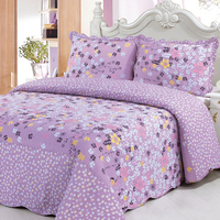 Ensemble de couette en coton à motifs floraux avec oreiller, 3 pièces, réversible, doux, à carreaux, couvre-lit floral