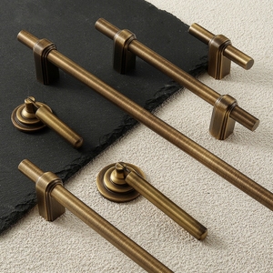Maniglia <span class=keywords><strong>per</strong></span> Armadio e Cassetto in Stile Retrò Americano, Ottone e Rame Puro, Design Vintage Francese a Foro Singolo - Product Image 6