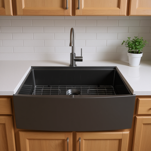 Fregadero de cocina de acero inoxidable de un solo seno Farmhouse Apron, acabado negro mate, fácil de limpiar - Product Image 2