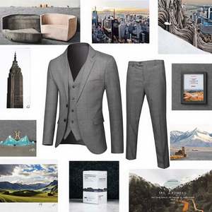 Italian Style Business Wedding <strong>Suit</strong> Slim Fit Button Fly Made 2022 Wholesale Men's <strong>Light</strong> Grey Plaid Single Breasted Breathable - Product Image 3