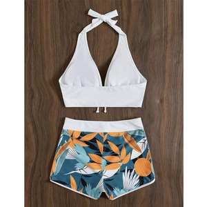 Ensemble <span class=keywords><strong>2</strong></span> pièces <span class=keywords><strong>femme</strong></span> <span class=keywords><strong>taille</strong></span> <span class=keywords><strong>haute</strong></span> à volants col en V profond contrôle du ventre séchage rapide respirant Spandex/Polyester <span class=keywords><strong>maillot</strong></span> <span class=keywords><strong>de</strong></span> <span class=keywords><strong>bain</strong></span> athlétique - Product Image 5