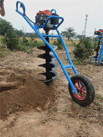 Perceuse à terre professionnelle à essence, type à poussée manuelle, tarière pour la plantation d'arbres, machines de terrassement, tarière à terre avec roue