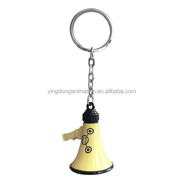 Custom 3D Metal Horn Keychain Engraved Logo Mini Megaphone Key Ring Promotional Gift for Events & Model Lovers