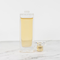 Flacon de parfum vide en verre transparent carré de luxe 50ml/100ml pour emballage cosmétique, logo personnalisable