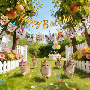 608413 Decorazioni a Spirale per <span class=keywords><strong>Compleanno</strong></span> a Tema Gatto: Adorabili Decorazioni con Teste di Gattini e Striscione 'Buon <span class=keywords><strong>Compleanno</strong></span>' per Amanti dei Gatti - Product Image 2