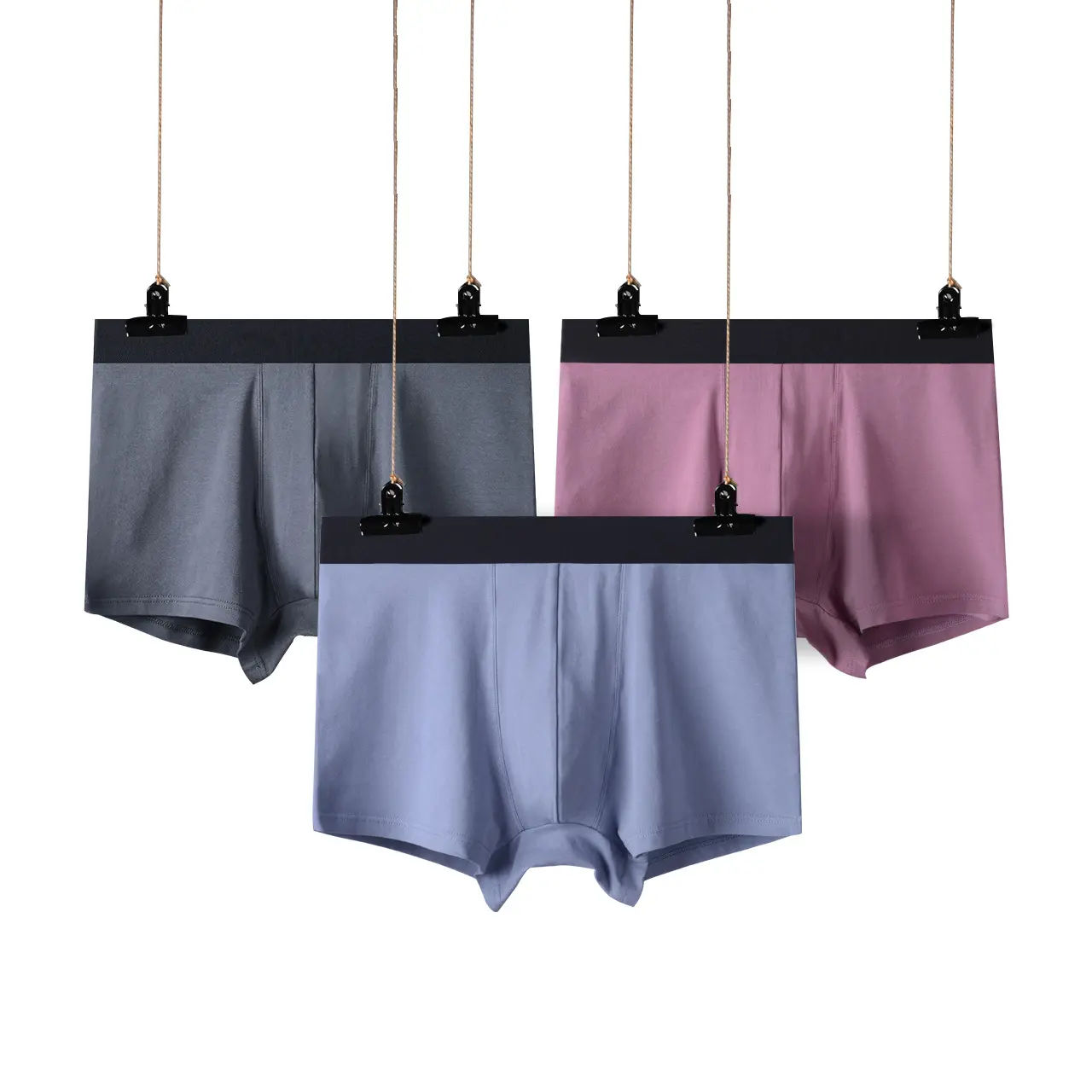 Plus Size Solid Color Mid Waist Men Underwear Solid Color Briefs New style Black Basic Modal Boxers Briefs Underwear