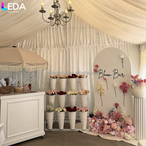 LEDA Modern Shops Weddings Banquets Decoration Flower Stand <b>White</b> Metal Oval Flower Stand <b>Bucket</b> - Product Image 3