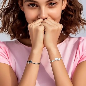 Nouveau Bracelet Papillon Coloré Effet Goutte d'Huile pour Femme, Bracelets d'Amitié BFF Tressés, Bijoux - Product Image 2