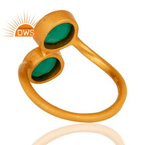 Magnifique bague en pierre précieuse d'onyx vert faite à la main bague en argent 925 plaqué or indien bijoux fournisseurs en gros - Product Image 3