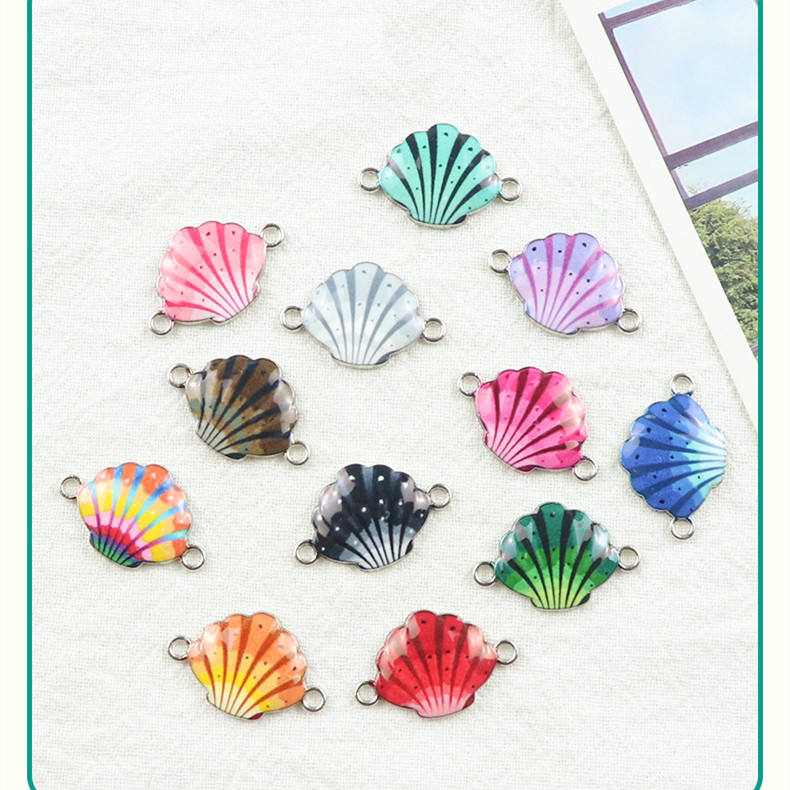 Wholesale Enamel Shell Link Seashell Dangle Charms for Jewelry
