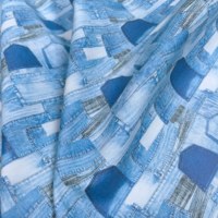 Tissu en similicuir PU extensible coupe-vent à imprimé effet denim, toucher doux, élastique, vendu au mètre