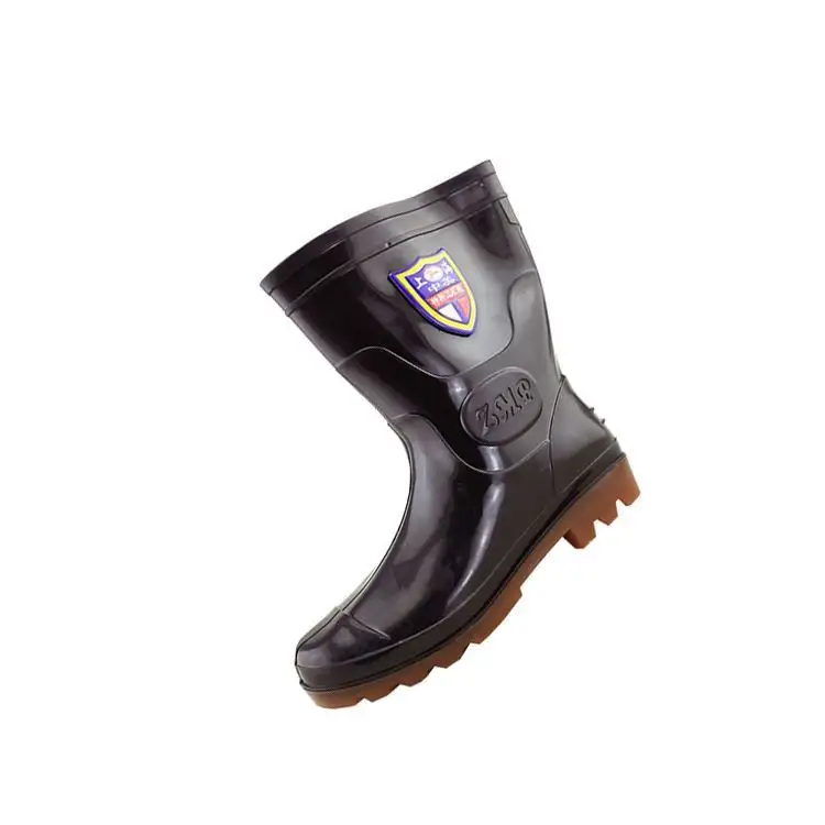 Botas de lluvia cortas de pvc resistentes al álcali, zapatos ligeros, forrado, 21cm