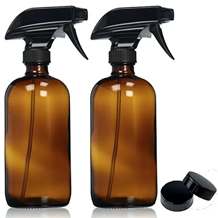 Botol semprot kabut ruangan terus-menerus kaca Amber grosir 500ml botol semprot kabut kaca pemicu dapat diisi ulang