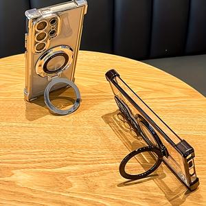 Custodia Trasparente Antiurto con Supporto Magnetico Placcato per <span class=keywords><strong>Samsung</strong></span> Galaxy S25 Edge FE S24 23 22 <span class=keywords><strong>21</strong></span> Plus Ultra A17 07 56 36 26 16 06 - Product Image 3