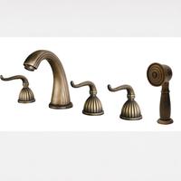 Robinet antique à cinq trous pour baignoire, robinet séparé pour eau froide et chaude, ensemble de lavabo en cuivre massif à cinq pièces, robinet rétro américain