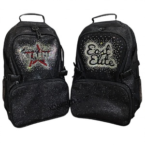 ラインストーンとダイヤモンドロゴ入りカスタム可能チアバックパック：チアリーダー＆ダンサー向けカジュアルスポーツバッグ（ジッパー開閉式） - Product Image 1