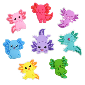 Adornos de <span class=keywords><strong>PVC</strong></span> de animales de dibujos animados lindos: salamandra, ranita colorida, accesorios decorativos para zapatos y zuecos - Product Image 1