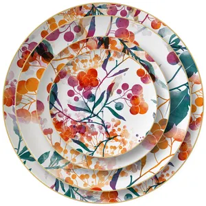 JINTCH Porcelain sets restaurant Decorative flower bread plate ceramic dinner set for wedding best price table ware sets dish