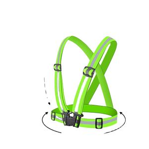 سترة أمان للجري الليلي مع حزام مرن عاكس للضوء، ملابس أمان مرورية فلورية، ملابس أمان للطرق - Product Image 1