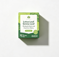 Sachets de thé dégradables aromatisés aux feuilles de lotus, racines de rhubarbe et baies d'aubépine, 2g, 50 unités, pour une infusion saine et détoxifiante
