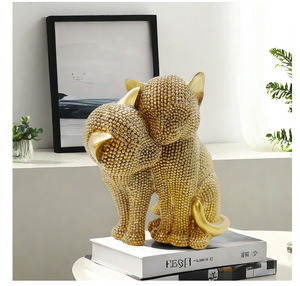 Artesanía de resina personalizada, venta al por mayor, estatuas de gato encantadoras de nuevo diseño de plata dorada - Product Image 2