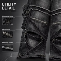 Pantalon cargo baggy personnalisé pour homme, 14 oz, coupe robuste, délavé à l'acide, salopette utilitaire, style urbain, fabricant