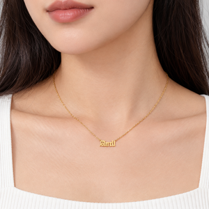 Collar con Colgante de Letra, Acero Inoxidable, Chapado en Oro de 14K al Vacío, Cadena Fina, Diseño de Letra Minúscula - Product Image 5