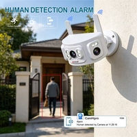 Caméras de sécurité domestiques sans fil Anxinshi 6MP à 3 objectifs, extérieures, WiFi 2.4G 5G, détection humanoïde, vision nocturne couleur