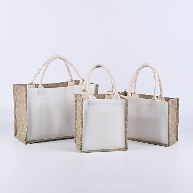 Nieuwe Collectie Goedkope Herbruikbare Custom Eco Vriendelijke Jute Diy Gift Wedding Jute Tote Boodschappentas Met Kleurrijke Handvat