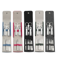 Kit de manucure et pédicure personnel en acier inoxydable, 8 pièces/ensemble, outils de soin des ongles portables et durables pour voyage, avec sac en cuir
