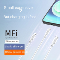 Câble plat en nylon Tonetron Fast Charge PD pour iPhone 13/12/11 Pro Max, certifié MFI, sortie 5V/2.4A, port Type-C 20W