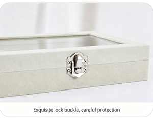 Boîte de rangement à bijoux en velours avec couvercle transparent anti-poussière, nouveau style, pour bagues, boucles d'oreilles, colliers - Product Image 6