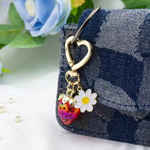 QY Gradient Strawberry Daisy Keychain Heart Hook <b>Bag</b> Pendant Gift Girls Women Backpack Fashion <b>Accessory</b> - Product Image 3