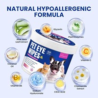 Lingettes nettoyantes douces pour animaux de compagnie, sans alcool, non parfumées, pour les yeux et le visage, pour chats et chiens, éliminent les taches de larmes, fabrication OEM sur mesure, 100 pièces