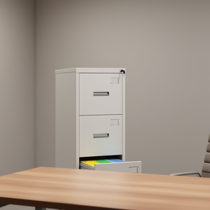 Armoire de classement verticale en métal blanc à 3 tiroirs, format A4/Legal, design étroit, avec serrure et fente pour cartes, pour bureau, maison, atelier - Product Image 2