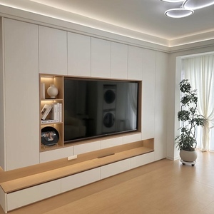 Mobile TV Personalizzato in Stile Moderno con Illuminazione, Set di Mobili da <span class=keywords><strong>Soggiorno</strong></span> con Pannelli in Legno per Uso in Camera da Letto - Product Image 1