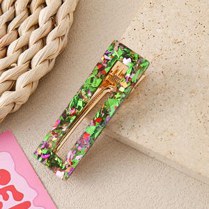 Pinza de Pelo Estilo Ins con Diseño Geométrico de Pico de Pato, Pinza de Pelo Acrílica de Moda, Pinza de Pelo Decorativa para Mujer con Lentejuelas Coloridas - Product Image 4