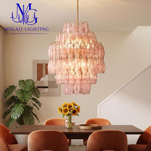 Lámpara de Araña de Cristal con Diamantes Facetados Rosados Estilo Medieval Francés, Lámpara Colgante de Lujo para Salón, Comedor o Techo Alto - Product Image 5