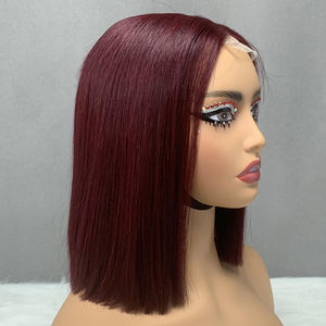 Perruques en cheveux lisses avec fermeture en dentelle 2x6, style court de 10 pouces, plusieurs couleurs au choix, cheveux super double drawn - Product Image 3