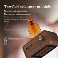 Diffuseur d'huiles essentielles nébulisant noir rechargeable sans eau pour hôtel et usage domestique, alimenté par batterie, cadeau de Noël