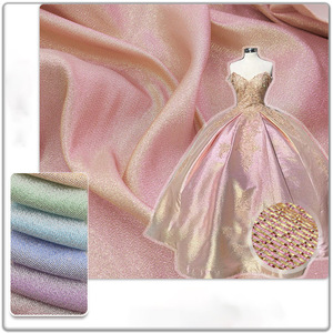 Tela de seda Lurex de doble Color, exquisita tela de poliéster brillante con cambio de escenario para vestido de boda, Popular - Product Image 1