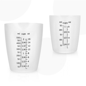 Tùy chỉnh 100ml 250ml 500ml cấp thực phẩm Silicone đo ly rõ ràng đo lường quy mô nhà bếp bình để nướng - Product Image 2