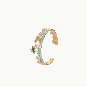 Anillo Abierto Estilo Océano, Joyería de Acero Inoxidable que No se Desvanece, Pulsera de Estrella de Mar y Palmera, Accesorio de Moda - Product Image 5