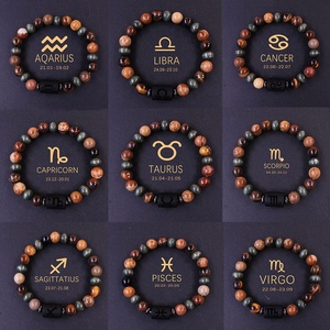 Pulsera de los Doce Signos del Zodiaco, Unisex, para Parejas, Hecha a Mano <span class=keywords><strong>con</strong></span> Cuentas de Ojo de Tigre, Tauro, Capricornio, <span class=keywords><strong>Escorpio</strong></span> - Product Image 2