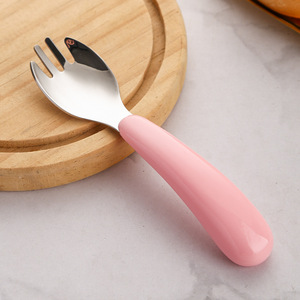 Phim Hoạt Hình Thiết Kế Vui Vẻ Trẻ Em Bộ Đồ Ăn Trẻ Em 304 Thép Không Gỉ Muỗng Và Nĩa Với Vòng Xử Lý Bé Bộ Đồ Ăn Đặt - Product Image 5