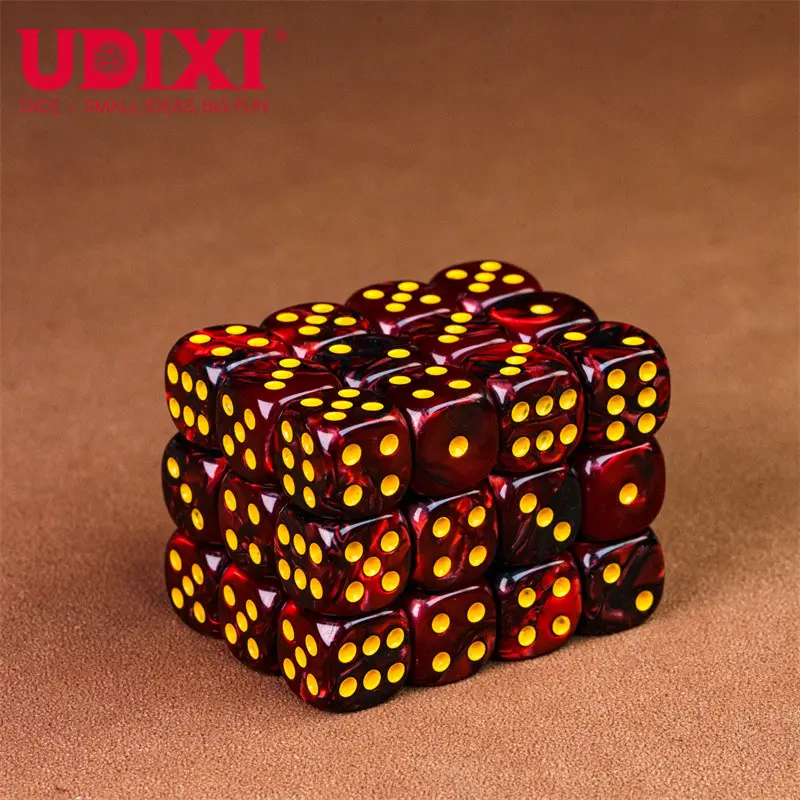 UdixiダブルカラーD6ピップダイススクエア不透明D612mm標準ダイスアクリルマルチカラー多面体ダイスセットRPGDND用